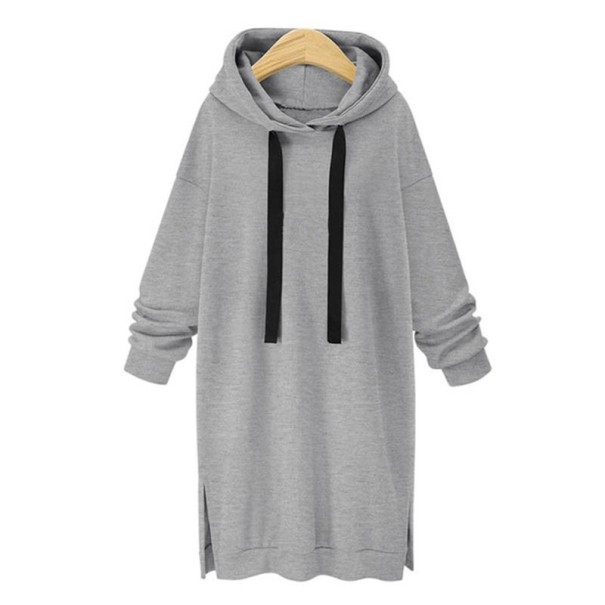 Lange sweatshirtjurk voor dames grijs M