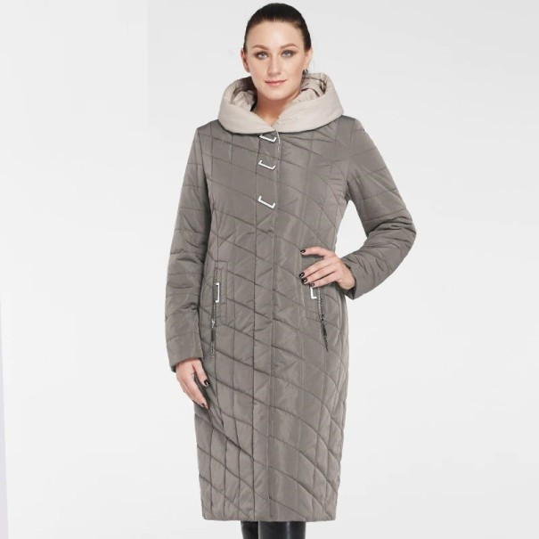 Lange Übergangsjacke für Damen P1814 grau XXL