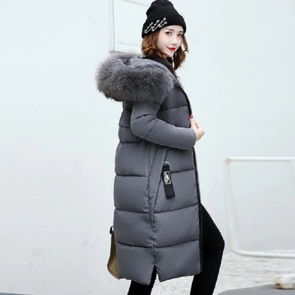 Lange Winterjacke für Damen P1696 grau XS