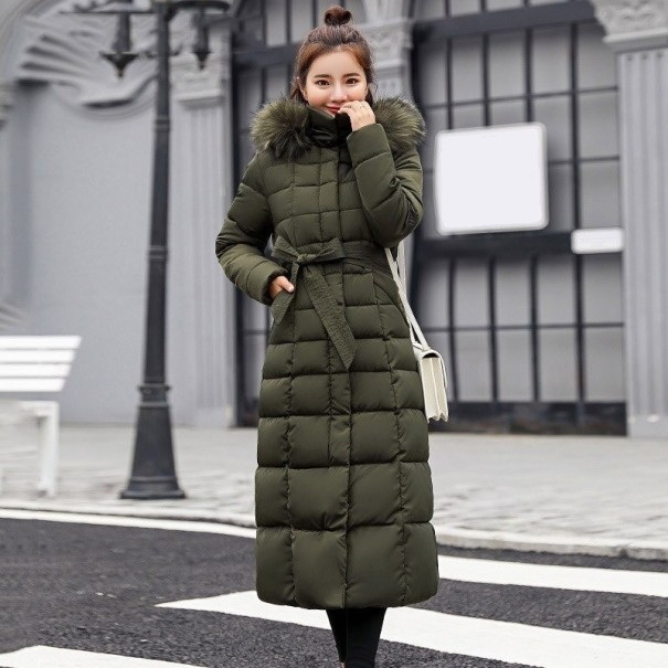 Lange Winterjacke für Damen P1759 armeegrün XS