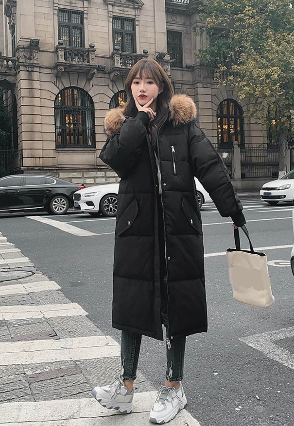 Lange Winterjacke für Damen P1795 schwarz XL