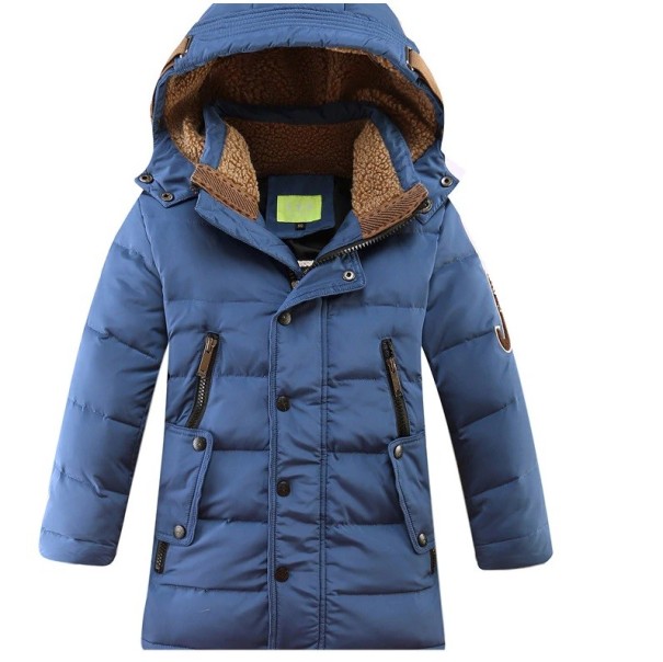 Lange winterjas voor jongens J2529 blauw 10