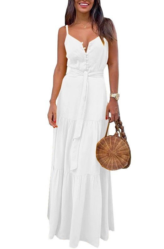 Lange zomerjurk A2773 wit S
