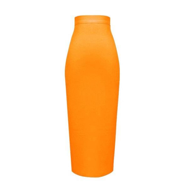 Langer Damenrock mit hoher Taille orange S