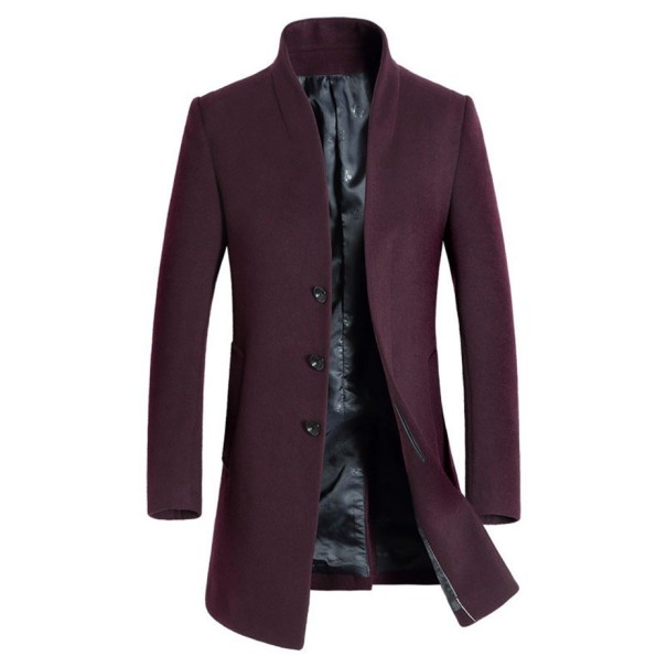 Langer eleganter Herrenmantel J977 weinrot XL