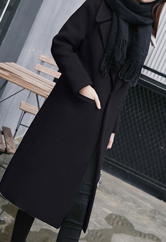 Langer Herbstmantel für Damen schwarz S