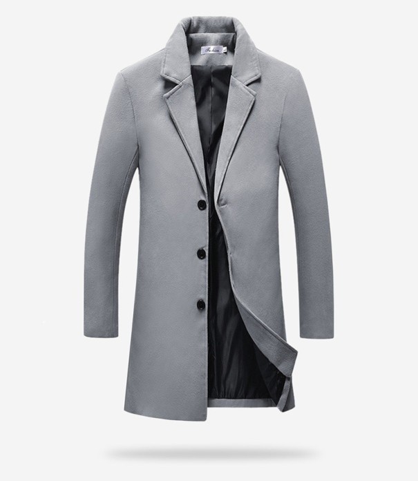 Langer Herren-Wintermantel J3062 hellgrau S