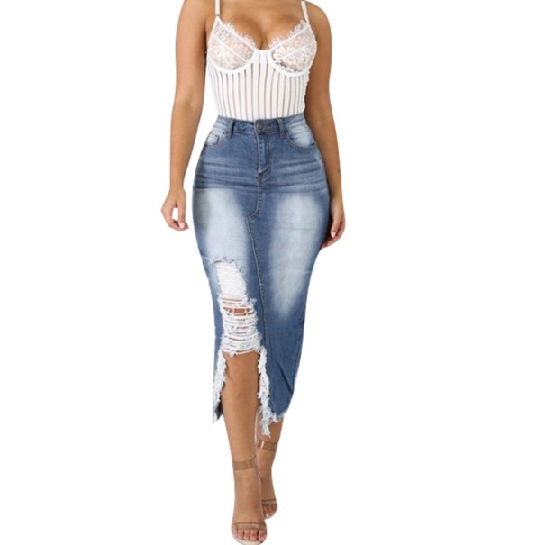 Langer Jeansrock für Damen A1173 blau XXL