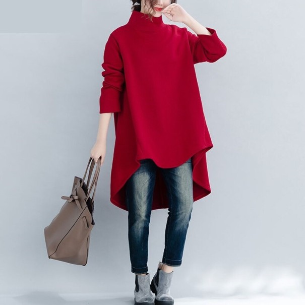 Langer Oversize-Pullover für Damen rot