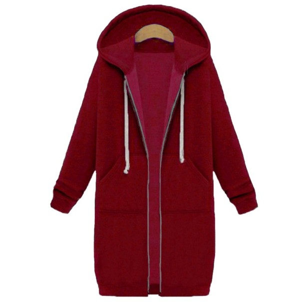 Langes Damen-Kapuzensweatshirt A1 rot M