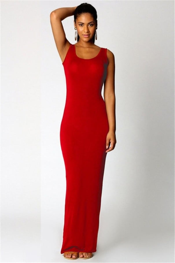 Langes Damenkleid A2492 rot XL
