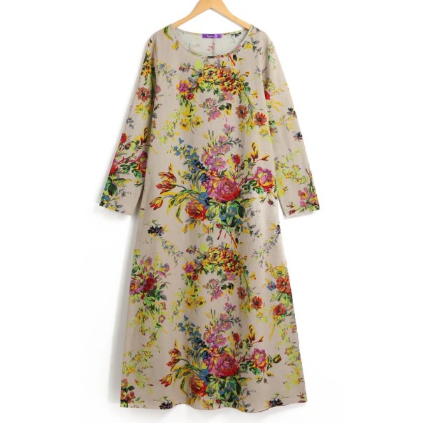 Langes Damenkleid mit Ärmeln grau 4XL