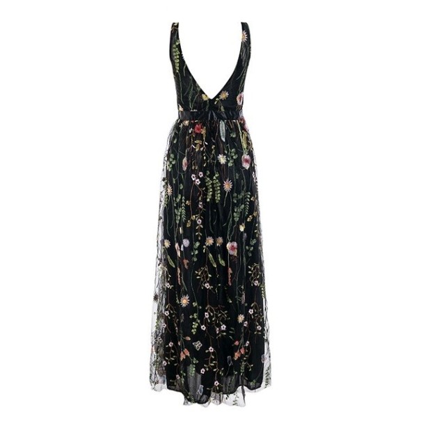 Langes Damenkleid mit Blumen L