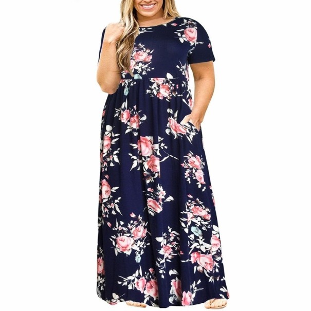 Langes Damenkleid mit Blumen – Übergröße 3XL 1