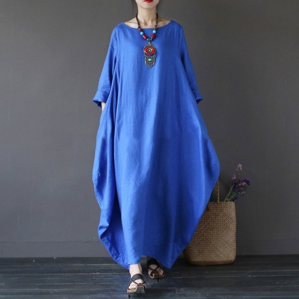 Langes Damenkleid - Tunika blau XL