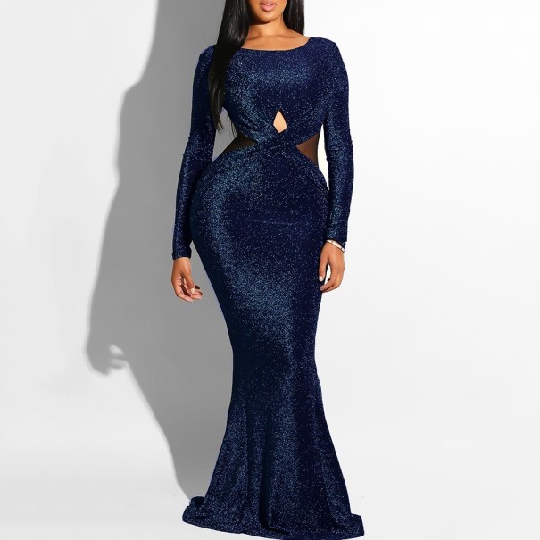 Langes glitzerndes Kleid dunkelblau M