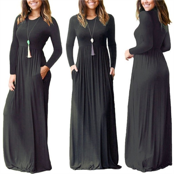 Langes Kleid mit Ärmeln grau L