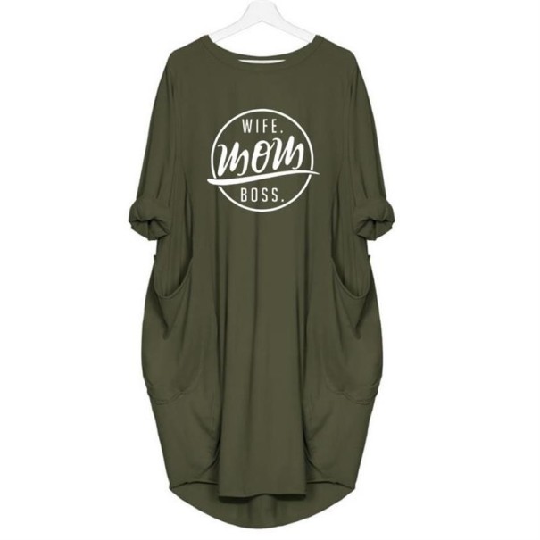 Langes Oversize-T-Shirt für Damen armeegrün 3XL