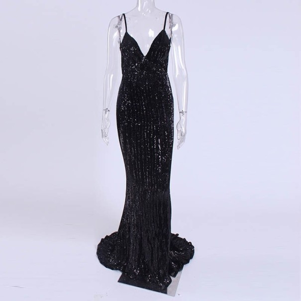 Langes Paillettenkleid für Damen silbern M