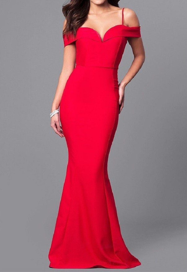 Langes rotes Abendkleid L