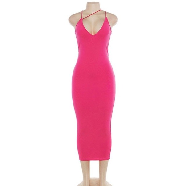 Langes Sommerkleid mit dünnen Trägern dunkelrosa M