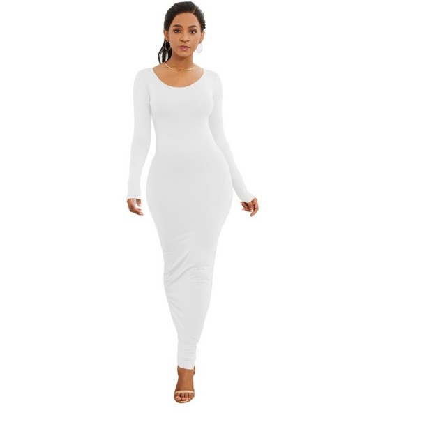 Langes Stretchkleid weiß S