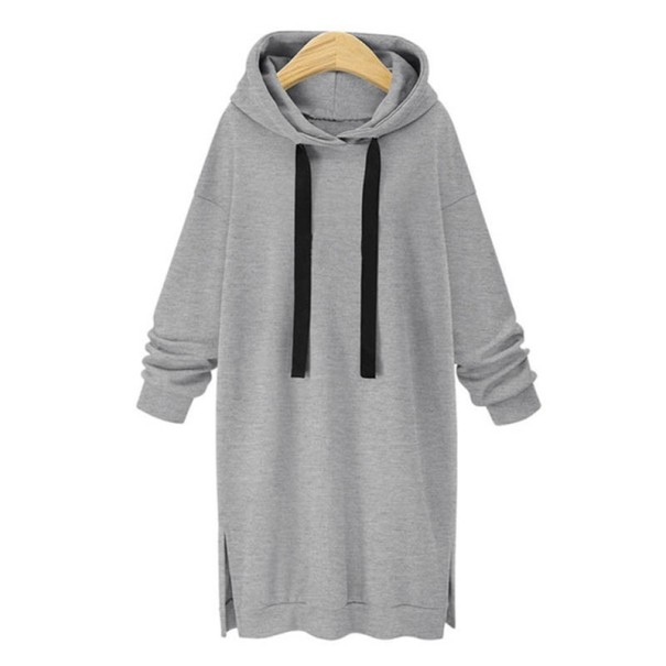 Langes Sweatshirtkleid für Damen grau L