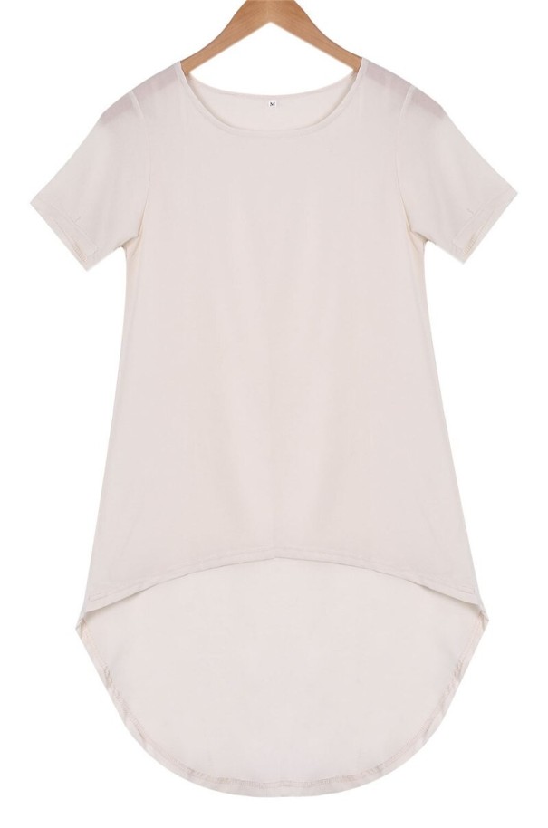 Langes T-Shirt für Damen beige S