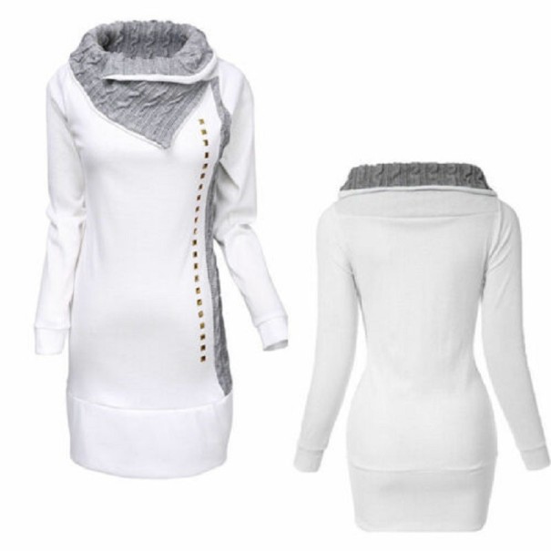 Langes weißes Damen-Sweatshirt S