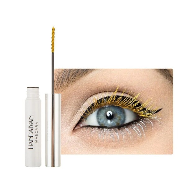 Långvarig färgad mascara Snabbtorkande mascara med färgad effekt för ögonfransförlängning gul