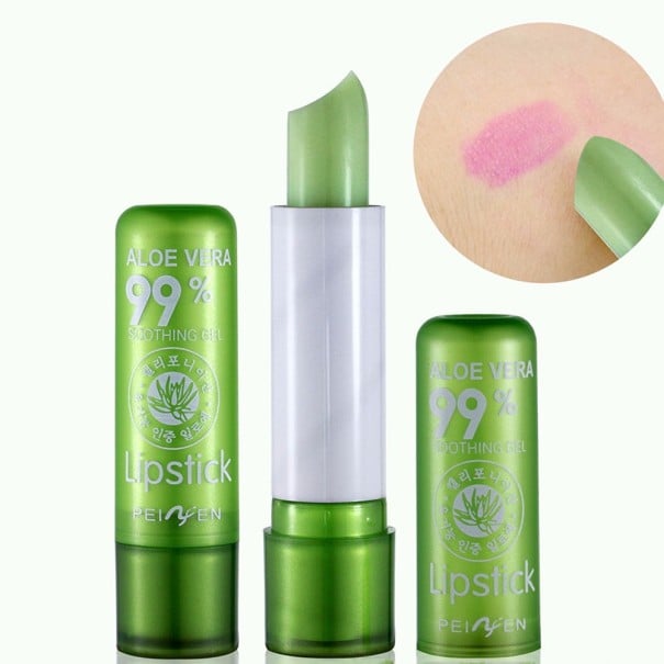 Långvarigt återfuktande läppbalsam med aloe vera-gel Den gröna stiftet färgar läpparna rosa efter applicering beroende på läpparnas färg För daglig 1