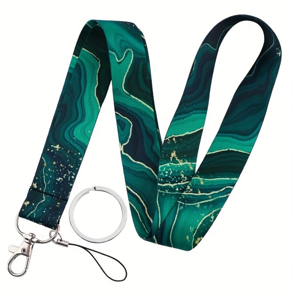 Lanière de clés 45 cm Fibre de polyester Lanière verte avec mousqueton Support pour clés carte puce mobile 1