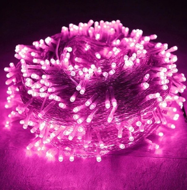 Lanț LED de Crăciun 10 m roz