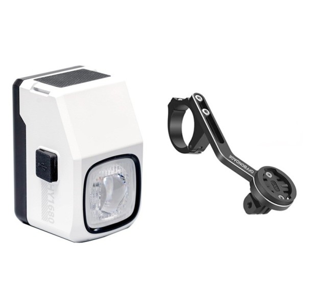 Lanterna de bicicleta 1600 lm com alta luminosidade IPX6 carregamento USB-C 5000 mAh 18W Farol dianteiro à prova de água com suporte para guiador branco