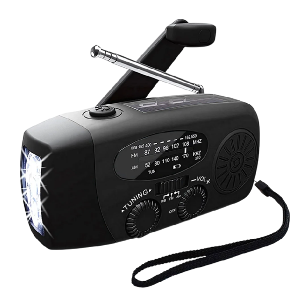 Lanterna de camping solară 3LED cu manivela radio AM/FM Power bank 2000mAh încărcare USB Lanternă portabilă 13x6x4,5 cm Exterior negru