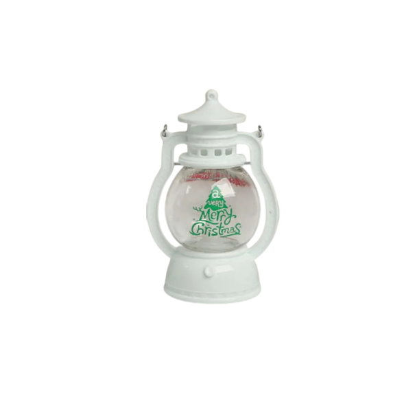Lanterna LED de Natal com árvore de Natal Lanterna plástica branca com luz quente a piscar Decoração para mesa ou para pendurar 1