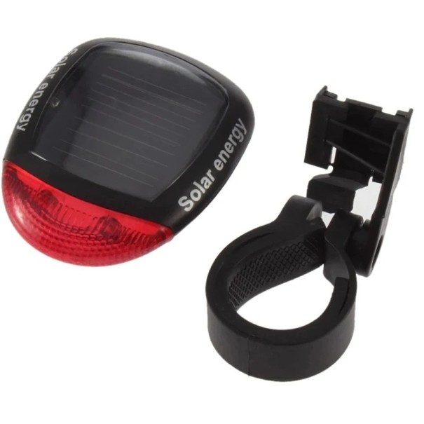 Lanterna traseira vermelha para bicicleta 2LED Alimentação solar 6,8 x 5,3 cm IPX4 À prova de água Rotativa a 180° Com suporte Iluminação de segurança 1