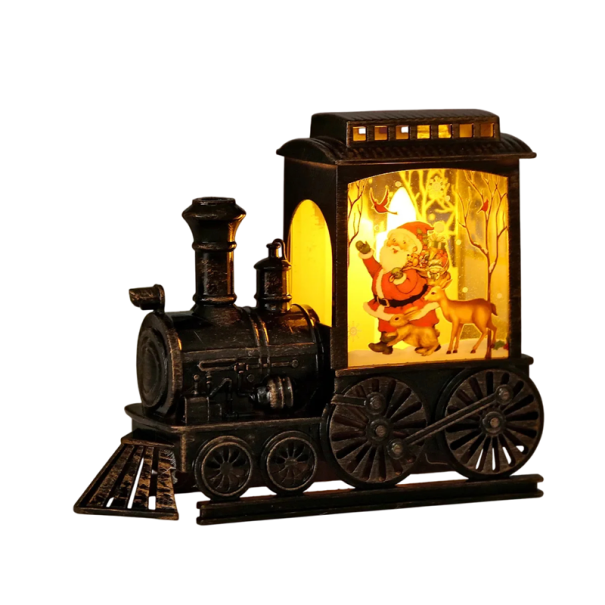 Lanterne LED de Crăciun în formă de tren cu Moș Crăciun și căprioare 13,4×5×11 cm Decorațiune vintage cu baterii Ornament luminos pentru interior 1