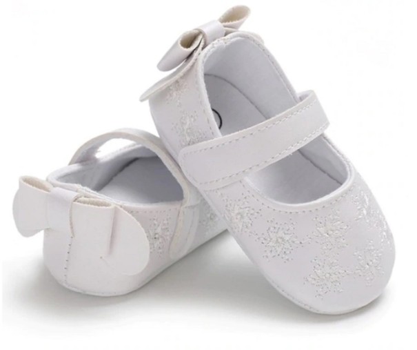 Lány balerina cipő hópelyhekkel fehér 12-18 hónap