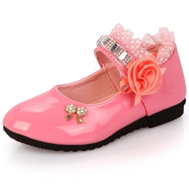 Lány balerina cipő rózsákkal világos rózsaszín 26