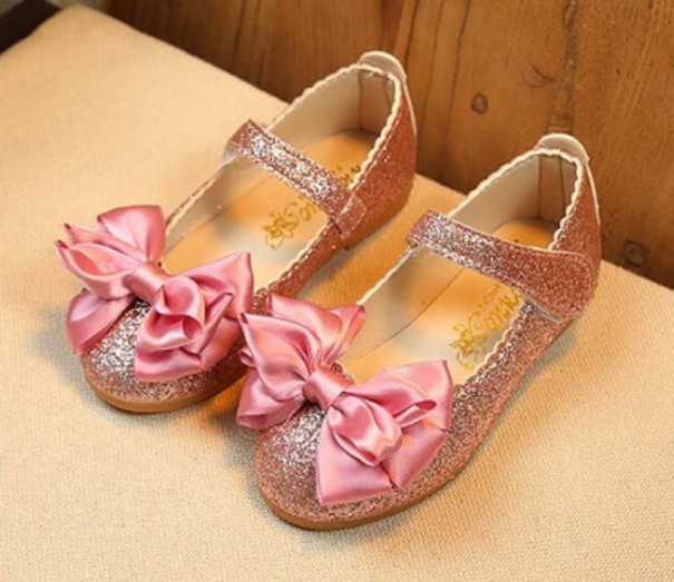 Lány csillogó balerina cipő masnival rózsaszín 22