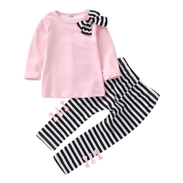 Lányok póló masnival és leggings L1228 rózsaszín 2