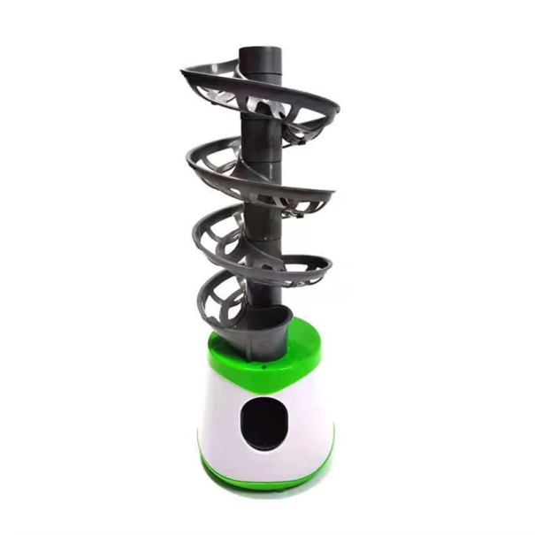 Lanzador portátil de pelotas de tenis de mesa 52 x 30 x 16 cm Espiral de alimentador 24 pelotas Alimentación 2x pilas AA o USB entrenamiento de ping 1