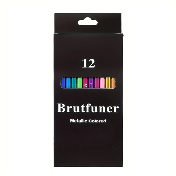 Lápices de colores metálicos Brutfuner, 12 piezas, juego de lápices de dibujo de núcleo blando para adultos, principiantes, artistas, creación, dibujo 1