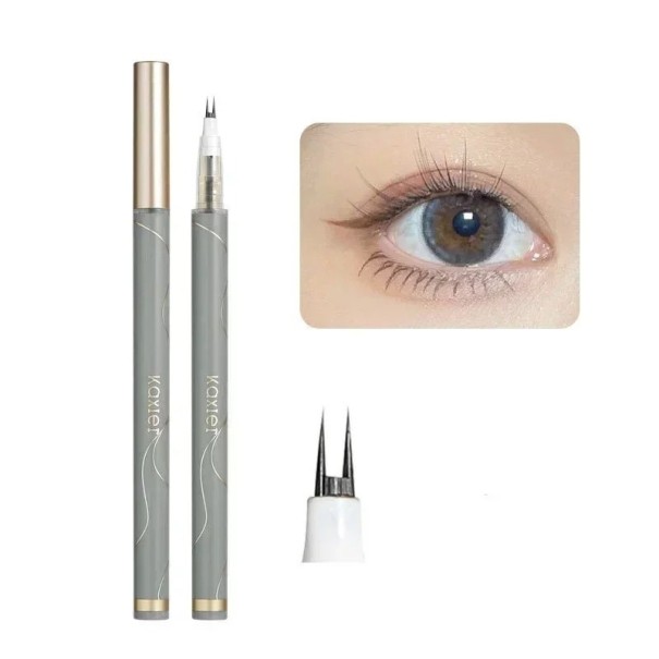 Lápis de olhos líquido ultrafino com duas pontas para desenhar pestanas inferiores Lápis de olhos fino cinzento