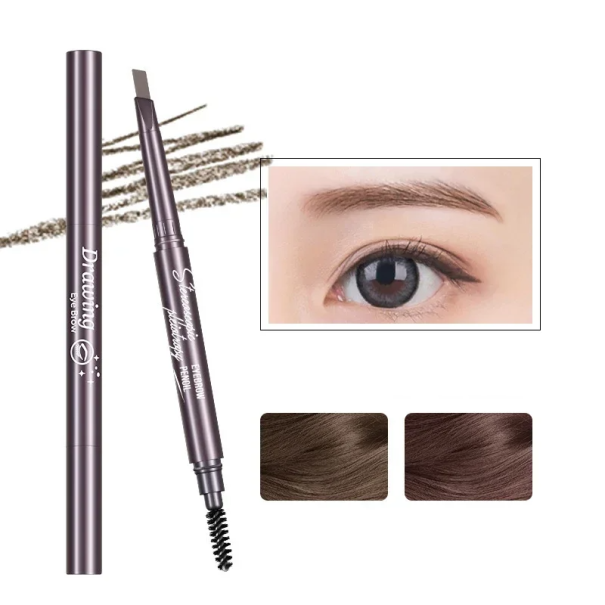 Lápiz cosmético para cejas, resistente al agua, de doble punta, lápiz de maquillaje para cejas con pincel, forma precisa, dura todo marrón oscuro