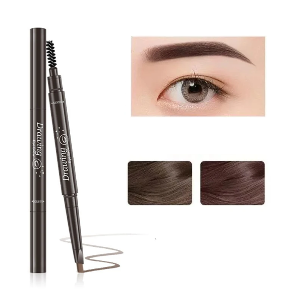 Lápiz de cejas de dos puntas con pincel Lápiz de cejas resistente al agua y de larga duración para dar forma y peinar las cejas con precisión Maquillaje diario marrón oscuro