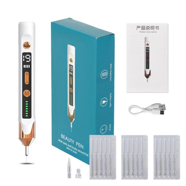 Lápiz de plasma láser para eliminar imperfecciones de la piel 19 grados 177x23x22 mm Verrugas Pecas Marcas de nacimiento Tecnología de iones electrónicos Carga USB dorado