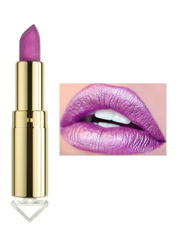 Lápiz labial con purpurina morado claro