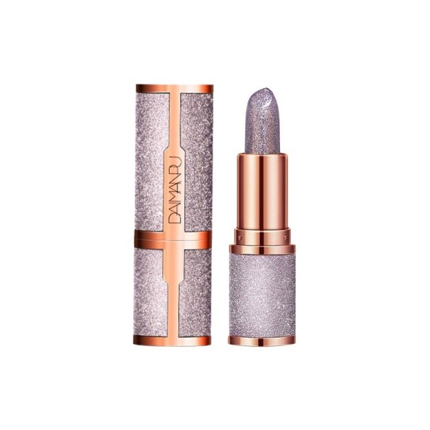 Lápiz labial con purpurina morado